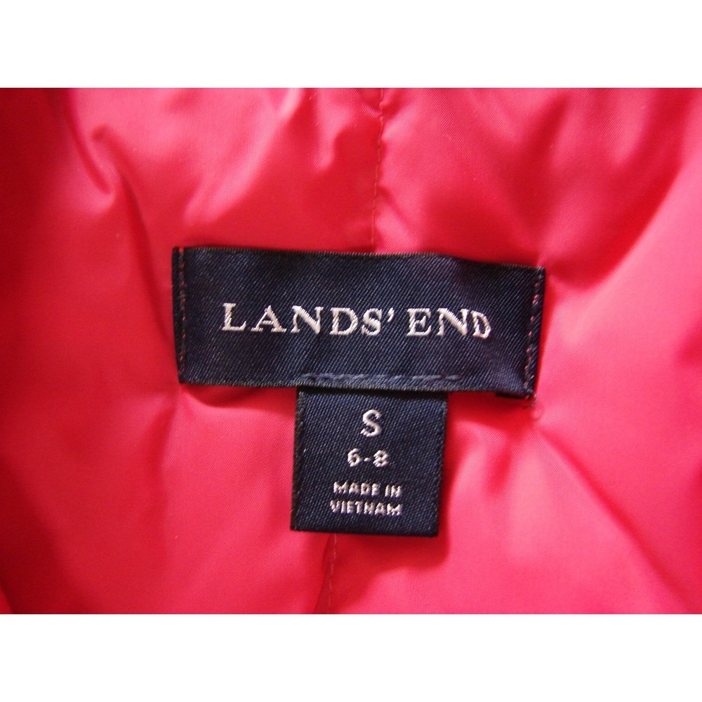 New LANDS END Puffer Vest Size S Pink Goosedown Snap Front Nylon Gorpcore - Picture 4 of 10